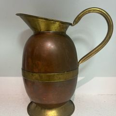 Antique copper and brass wine  pitcher