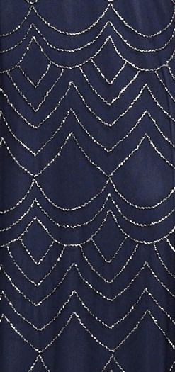 Adrianna Papell Women's Beaded Short Sleeve Blouson Dress Formal Evening Gown, Navy, 34 EU / XS