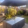 8 Seater Cube Garden Set Rattan with Parasol & Cover Practically Brand New Image 8