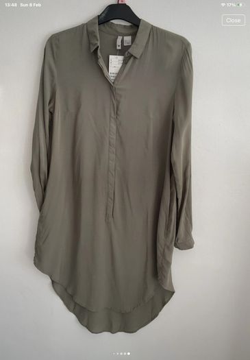 shirt bnwt H&M long shirt /shirt dress khaki size 10