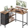 L-shaped desk with 2 drawers vintage brown Image 3