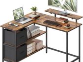 L-shaped desk with 2 drawers vintage brown