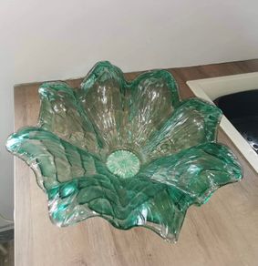 Murano Glass Green Vintage Fruit Bowl Perfect Condition