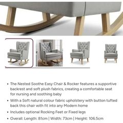 Nested Soothe Easy chair & Rocker Grey/Beech