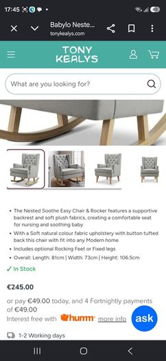 Nested Soothe Easy chair & Rocker Grey/Beech