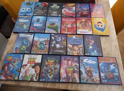 Disney Pixar 23 Dvd Collection Bundle Kids Movies Toy Story 1 2 3 4 Finding Nemo Cars Coco Brave Wall-E SOUL Etc.