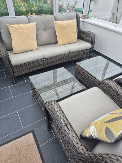 5Pce Grey Rattan Garden Set