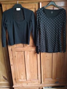 2 tops -Black lace, & spotted.NEW