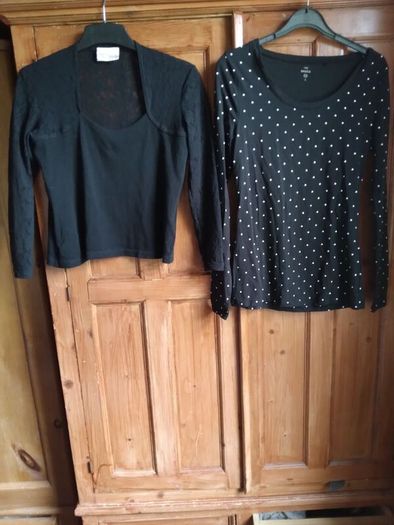 2 tops -Black lace, & spotted.NEW
