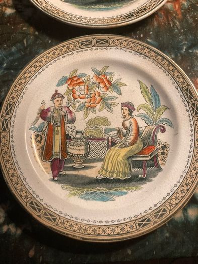Chinese ironstone plates mid 1800s free postage