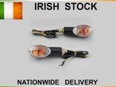 2x Motorcycle Motorbike Mini Cat Eye Indicators Light Bulb 12v 23w Turn Signals Lamp Amber BLACK