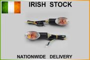 2x Motorcycle Motorbike Mini Cat Eye Indicators Light Bulb 12v 23w Turn Signals Lamp Amber BLACK