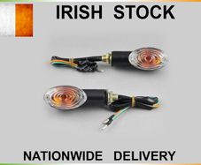 2x Motorcycle Motorbike Mini Cat Eye Indicators Light Bulb 12v 23w Turn Signals Lamp Amber BLACK