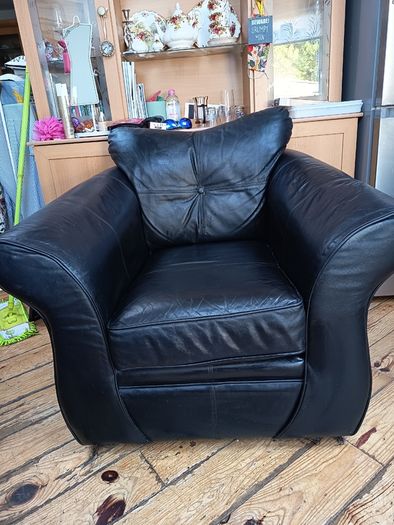 Black Leather Armchair in pristine condition