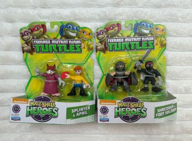 Teenage Mutant Ninja Turtles Half Shell Heroes TMNT approx. 2.5'' Shredder & Foot Soldier Splinter & April Please see pictures
