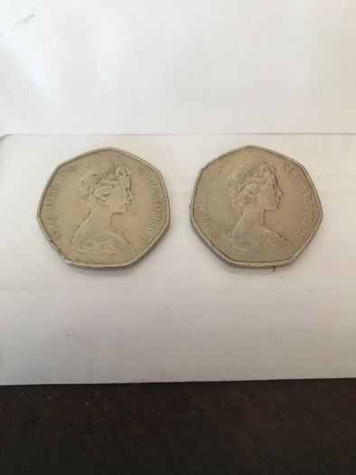 Old 50p coins.