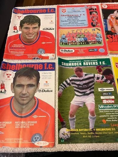 League of Ireland soccer programmes mostly Shelbourne any 5 for 10 euro