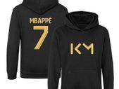 Kids Kylian Mbappe Inspired Soccer Hoodie Jumper footy merch Boys Girls 5-13yrs Number 7 # 7 Gold Print Front Back Christmas, Birthday Gift