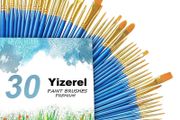 30 pcs Nylon Hair Brushes for Acrylic Oil Watercolor Painting Artist Professional Painting Kits