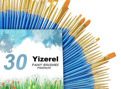 30 pcs Nylon Hair Brushes for Acrylic Oil Watercolor Painting Artist Professional Painting Kits