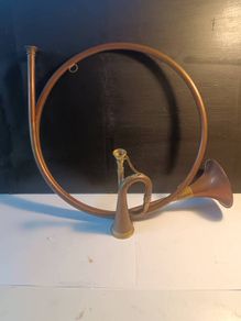 A Pair of Copper and Brass Horns