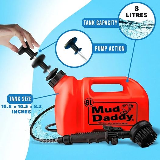 8 Litre Portable Pet Washing Device | Muddy Walks | Pet Cleaning | Grooming | Red