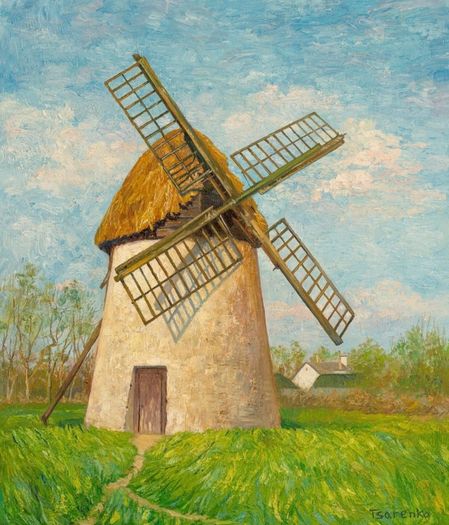 Original Oil on Paper 28x33cm - Tacumshane Windmill