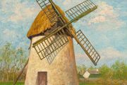 Original Oil on Paper 28x33cm - Tacumshane Windmill
