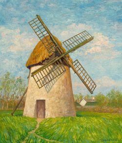 Original Oil on Paper 28x33cm - Tacumshane Windmill