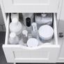 _Wooden Bathroom Sideboard with 4 Drawers, Cabinet Door, Adjustable Shelf, Living Room, Kitchen, Hallway, Deep, Freestanding, White Image 4