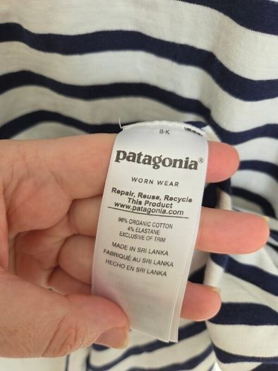 Patagonia Organic Cotton Navy & White Striped Breton Dress (Medium)