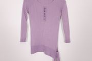 Beth Bowley Mauve Purple Knit Henley Top with Side Tie Size XS/S
