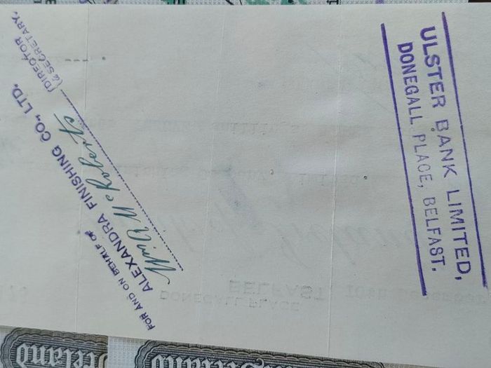 23X 1934 Bank of Ireland Belfast Cheques