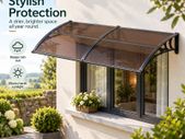 Polycarbonate Door Canopy 198 x 96cm  Front Door Awning with Rain & UV Protection