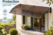 Polycarbonate Door Canopy 198 x 96cm  Front Door Awning with Rain &amp; UV Protection