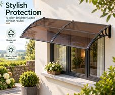 Polycarbonate Door Canopy 198 x 96cm  Front Door Awning with Rain & UV Protection