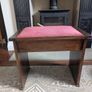 Antique piano stool with pink upholstered seat Image 2