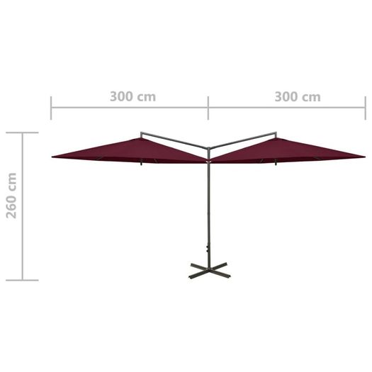 Double Parasol with Steel Pole Azure Blue 600x300 cm