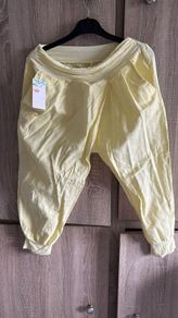 yellow linen cotton capri size s-m  medium and m-l