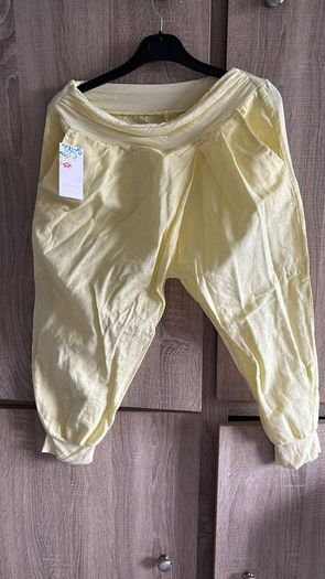 yellow linen cotton capri size s-m  medium and m-l
