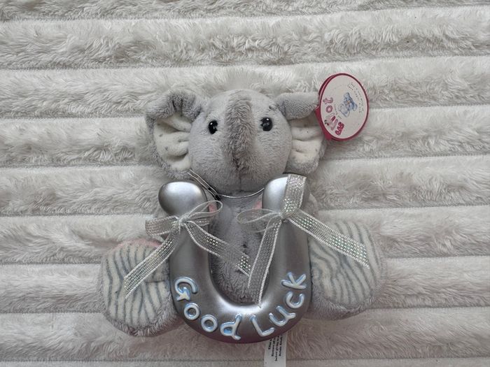 Elliot & Buttons Elephant Plush Good Luck Lucky Horseshoe approx.14 cm. Please see photos
