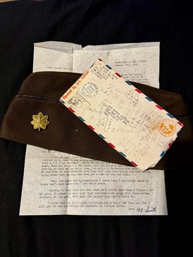 WW2 American Cap and letter from New Guinea 1944