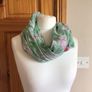 Beautiful Pastel Green Floral lightweight Snood Scarf Image 3