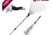 Telescopic Metal Rake, 160 cm long, Adjustable Folding Leaves Rake for Quick Clean Up of Lawn and Yard, Garden Leaf Rake, Expanding Handle with Adjustable (FREE SHIPPING)