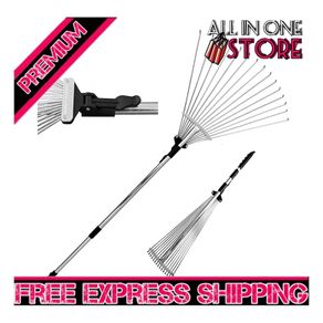 Telescopic Metal Rake, 160 cm long, Adjustable Folding Leaves Rake for Quick Clean Up of Lawn and Yard, Garden Leaf Rake, Expanding Handle with Adjustable (FREE SHIPPING)