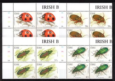 2003 Ireland Irish Beetles Commemorative Stamp Plate Blocks 1A1A1A1A Mint Never Hinged (MNH)