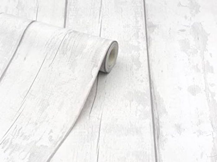 Grey Washed Wood Wallpaper - Panel Effect - Natural Weathered - Photographic Style - Realistic