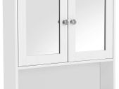 Bathroom Cabinet, Wall Cupboard, Mirror with Shelf, Wooden Makeup Cabinet, 56 x 58 x 13 cm (W x H x D) White