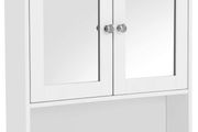 Bathroom Cabinet, Wall Cupboard, Mirror with Shelf, Wooden Makeup Cabinet, 56 x 58 x 13 cm (W x H x D) White