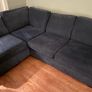 DFS Navy Corner Sofa with Storage Footstool.  Excellent Condition Image 2